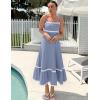 ZESICA Women’s 2026 Summer Spaghetti Straps Sleeveless Backless Sundress Flowy Smocked Lace Swing A Line Midi Dress(Blue)