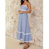 ZESICA Women’s 2026 Summer Spaghetti Straps Sleeveless Backless Sundress Flowy Smocked Lace Swing A Line Midi Dress(Blue)
