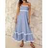 ZESICA Women’s 2026 Summer Spaghetti Straps Sleeveless Backless Sundress Flowy Smocked Lace Swing A Line Midi Dress(Blue)