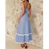 ZESICA Women’s 2026 Summer Spaghetti Straps Sleeveless Backless Sundress Flowy Smocked Lace Swing A Line Midi Dress(Blue)