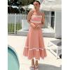 ZESICA Women’s 2026 Summer Spaghetti Straps Sleeveless Backless Sundress Flowy Smocked Lace Swing A Line Midi Dress(Coral Pink)