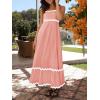 ZESICA Women’s 2026 Summer Spaghetti Straps Sleeveless Backless Sundress Flowy Smocked Lace Swing A Line Midi Dress(Coral Pink)