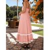 ZESICA Women’s 2026 Summer Spaghetti Straps Sleeveless Backless Sundress Flowy Smocked Lace Swing A Line Midi Dress(Coral Pink)
