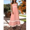 ZESICA Women’s 2026 Summer Spaghetti Straps Sleeveless Backless Sundress Flowy Smocked Lace Swing A Line Midi Dress(Coral Pink)