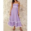 ZESICA Women’s 2026 Summer Spaghetti Straps Sleeveless Backless Sundress Flowy Smocked Lace Swing A Line Midi Dress(Light Purple)