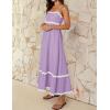 ZESICA Women’s 2026 Summer Spaghetti Straps Sleeveless Backless Sundress Flowy Smocked Lace Swing A Line Midi Dress(Light Purple)