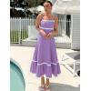 ZESICA Women’s 2026 Summer Spaghetti Straps Sleeveless Backless Sundress Flowy Smocked Lace Swing A Line Midi Dress(Light Purple)