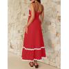 ZESICA Women’s 2026 Summer Spaghetti Straps Sleeveless Backless Sundress Flowy Smocked Lace Swing A Line Midi Dress(Red)