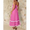 ZESICA Women’s 2026 Summer Spaghetti Straps Sleeveless Backless Sundress Flowy Smocked Lace Swing A Line Midi Dress(Rose Pink)