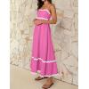 ZESICA Women’s 2026 Summer Spaghetti Straps Sleeveless Backless Sundress Flowy Smocked Lace Swing A Line Midi Dress(Rose Pink)
