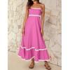 ZESICA Women’s 2026 Summer Spaghetti Straps Sleeveless Backless Sundress Flowy Smocked Lace Swing A Line Midi Dress(Rose Pink)