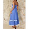 ZESICA Women’s 2026 Summer Spaghetti Straps Sleeveless Backless Sundress Flowy Smocked Lace Swing A Line Midi Dress(Sapphire Blue)