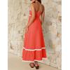ZESICA Women’s 2026 Summer Spaghetti Straps Sleeveless Backless Sundress Flowy Smocked Lace Swing A Line Midi Dress(Watermelon Red)