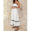 ZESICA Women’s 2026 Summer Spaghetti Straps Sleeveless Backless Sundress Flowy Smocked Lace Swing A Line Midi Dress(White)