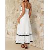 ZESICA Women’s 2026 Summer Spaghetti Straps Sleeveless Backless Sundress Flowy Smocked Lace Swing A Line Midi Dress(White)