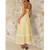 ZESICA Women’s 2026 Summer Spaghetti Straps Sleeveless Backless Sundress Flowy Smocked Lace Swing A Line Midi Dress(Yellow)