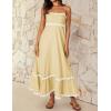 ZESICA Women’s 2026 Summer Spaghetti Straps Sleeveless Backless Sundress Flowy Smocked Lace Swing A Line Midi Dress(Yellow)