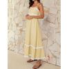ZESICA Women’s 2026 Summer Spaghetti Straps Sleeveless Backless Sundress Flowy Smocked Lace Swing A Line Midi Dress(Yellow)