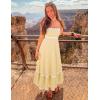 ZESICA Women’s 2026 Summer Spaghetti Straps Sleeveless Backless Sundress Flowy Smocked Lace Swing A Line Midi Dress(Yellow)