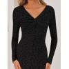 ZESICA Women’s Fall Floral Long Sleeve Bodycon Dress 2026 Elegant V Neck Cocktail Party Long Midi Dresses(Black)