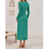 ZESICA Women’s Fall Floral Long Sleeve Bodycon Dress 2026 Elegant V Neck Cocktail Party Long Midi Dresses(Peacock)