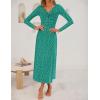ZESICA Women’s Fall Floral Long Sleeve Bodycon Dress 2026 Elegant V Neck Cocktail Party Long Midi Dresses(Peacock)