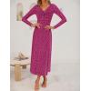 ZESICA Women’s Fall Floral Long Sleeve Bodycon Dress 2026 Elegant V Neck Cocktail Party Long Midi Dresses(Rosypurple)