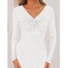 ZESICA Women’s Fall Floral Long Sleeve Bodycon Dress 2026 Elegant V Neck Cocktail Party Long Midi Dresses(White)