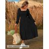ZESICA Women’s Fall Long Sleeve Maxi Dresses 2026 Square Neck Hollow Out Eyelet Smocked A Line Cocktail Party Dress(Black)