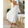 ZESICA Women’s Fall Long Sleeve Maxi Dresses 2026 Square Neck Hollow Out Eyelet Smocked A Line Cocktail Party Dress(White)
