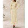 ZESICA Women’s Long Sleeve Floral Bodycon Dress 2026 Spring Fall Ruched Mesh Wedding Guest Cocktail Party Maxi Dresses(Beige Yellow)