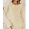 ZESICA Women’s Long Sleeve Floral Bodycon Dress 2026 Spring Fall Ruched Mesh Wedding Guest Cocktail Party Maxi Dresses(Beige Yellow)