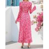 ZESICA Women’s Long Sleeve Floral Bodycon Dress 2026 Spring Fall Ruched Mesh Wedding Guest Cocktail Party Maxi Dresses(Floral Rose)