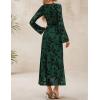 ZESICA Women’s Long Sleeve Floral Bodycon Dress 2026 Spring Fall Ruched Mesh Wedding Guest Cocktail Party Maxi Dresses(Green)