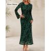 ZESICA Women’s Long Sleeve Floral Bodycon Dress 2026 Spring Fall Ruched Mesh Wedding Guest Cocktail Party Maxi Dresses(Green)
