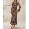 ZESICA Women’s Long Sleeve Floral Bodycon Dress 2026 Spring Fall Ruched Mesh Wedding Guest Cocktail Party Maxi Dresses(Khaki)