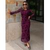 ZESICA Women’s Long Sleeve Floral Bodycon Dress 2026 Spring Fall Ruched Mesh Wedding Guest Cocktail Party Maxi Dresses(Mauve)