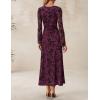 ZESICA Women’s Long Sleeve Floral Bodycon Dress 2026 Spring Fall Ruched Mesh Wedding Guest Cocktail Party Maxi Dresses(Mauve)