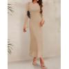 ZESICA Women’s Long Sleeve Floral Bodycon Dress 2026 Spring Fall Ruched Mesh Wedding Guest Cocktail Party Maxi Dresses(Solid Apricot)