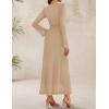 ZESICA Women’s Long Sleeve Floral Bodycon Dress 2026 Spring Fall Ruched Mesh Wedding Guest Cocktail Party Maxi Dresses(Solid Apricot)