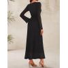 ZESICA Women’s Long Sleeve Floral Bodycon Dress 2026 Spring Fall Ruched Mesh Wedding Guest Cocktail Party Maxi Dresses(Solid Black)