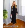 ZESICA Women’s Long Sleeve Floral Bodycon Dress 2026 Spring Fall Ruched Mesh Wedding Guest Cocktail Party Maxi Dresses(Solid Black)