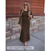ZESICA Women’s Long Sleeve Floral Bodycon Dress 2026 Spring Fall Ruched Mesh Wedding Guest Cocktail Party Maxi Dresses(Solid Coffee)