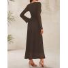 ZESICA Women’s Long Sleeve Floral Bodycon Dress 2026 Spring Fall Ruched Mesh Wedding Guest Cocktail Party Maxi Dresses(Solid Coffee)