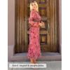 ZESICA Women’s Long Sleeve Floral Bodycon Dress 2026 Spring Fall Ruched Mesh Wedding Guest Cocktail Party Maxi Dresses(Tie Dye Pink)