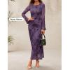 ZESICA Women’s Long Sleeve Floral Bodycon Dress 2026 Spring Fall Ruched Mesh Wedding Guest Cocktail Party Maxi Dresses(Tie Dye Purple)