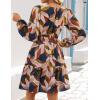 ZESICA Womens Spring Long Sleeve Floral Mini Dress 2026 Summer Boho V Neck A-Line Flowy Dresses Beach Vacation Clothes(Brown)