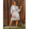 ZESICA Womens Spring Long Sleeve Floral Mini Dress 2026 Summer Boho V Neck A-Line Flowy Dresses Beach Vacation Clothes(Ivory)