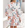 ZESICA Womens Spring Long Sleeve Floral Mini Dress 2026 Summer Boho V Neck A-Line Flowy Dresses Beach Vacation Clothes(Ivory)