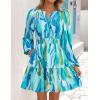 ZESICA Womens Spring Long Sleeve Floral Mini Dress 2026 Summer Boho V Neck A-Line Flowy Dresses Beach Vacation Clothes(Lake)